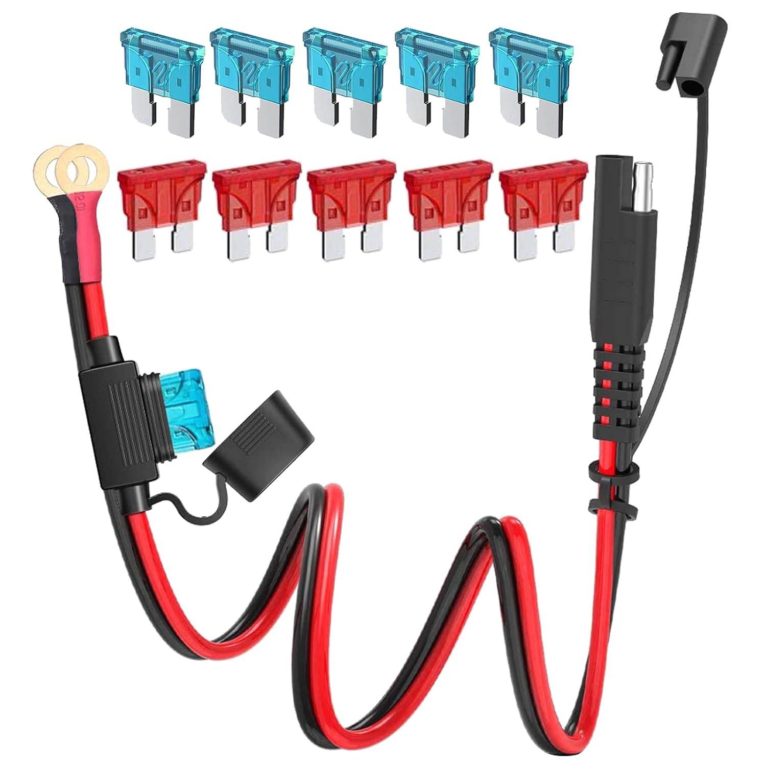 Sae-stecker – 2-polig – 10 Awg – Wasserdicht – Mit Sicherung – Für Motorrad-/autobatterie – 100 Cm