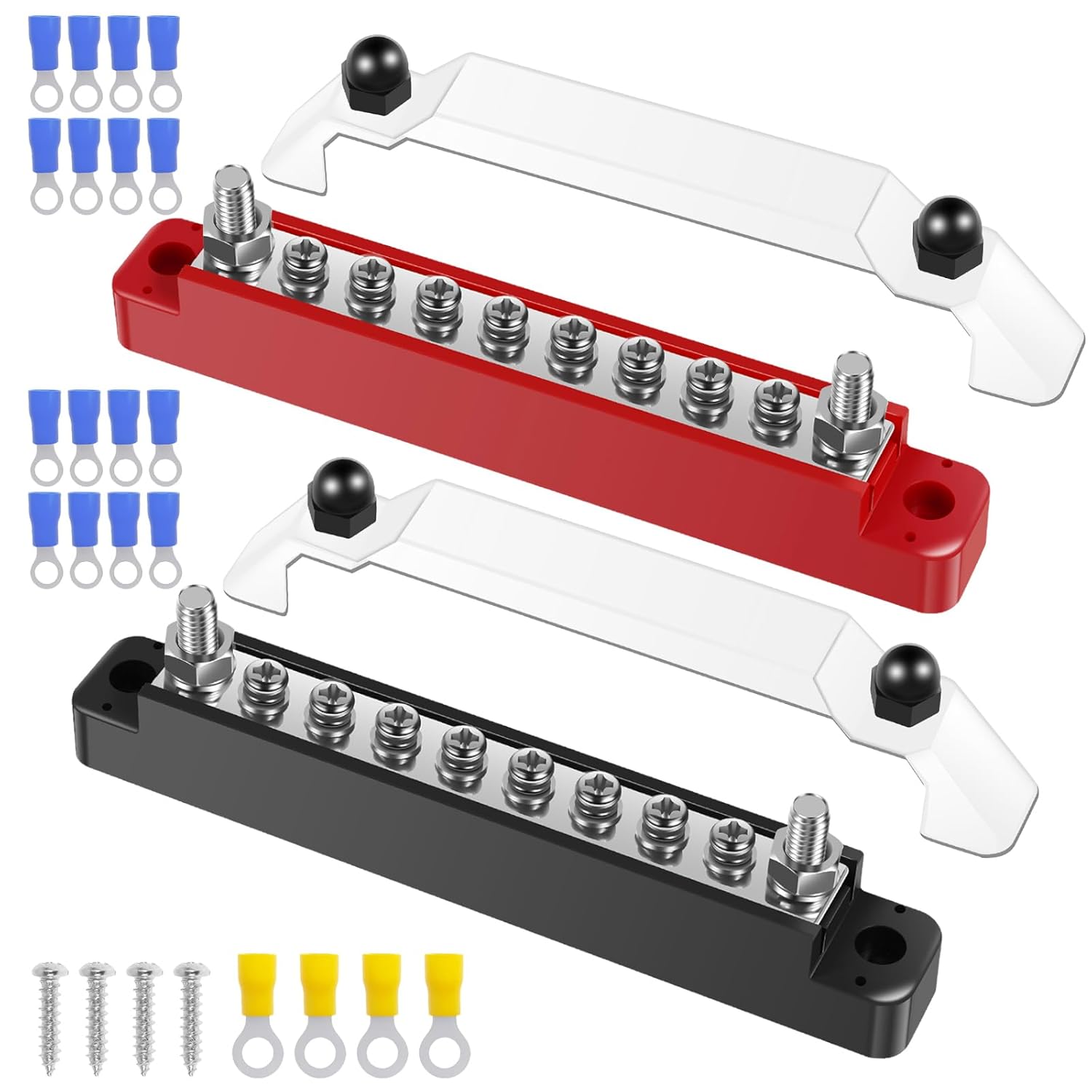 Verteilerschiene – 2er-pack – Kupfer Und Edelstahl – 12 V, 150 A Gleichstrom – Für Auto, Wohnmobil, Boot, Solaranlage