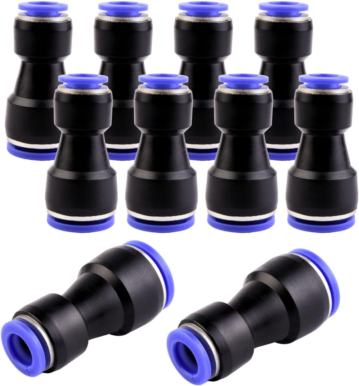 Packung Mit 10 Schnellkupplungen, 14 Bis 10 Mm Durchmesser, Variable Pneumatische Reduzierstücke Mit Steck-schnellanschluss Für Luft- Und Wasseranschluss