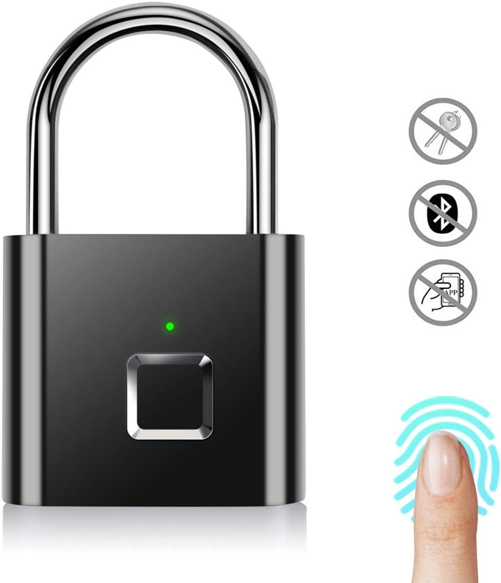 Biometrisches Vorhängeschloss – 1 Stück – Zinklegierung – Entsperrzeit: 0,5 Sekunden – Für Den Innen- Und Außenbereich Geeignet – Schwarz