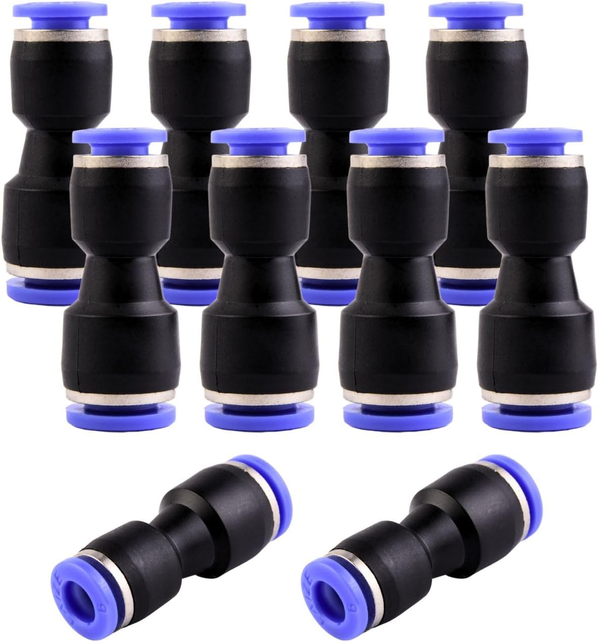 Packung Mit 10 Schlauchverschraubungen (8 Mm Und 6 Mm) Für Druckluft – Pneumatische Reduzierstücke – Schnellkupplungen Zum Einstecken – Schnellkupplungen Für Luft- Und Wasseranschluss
