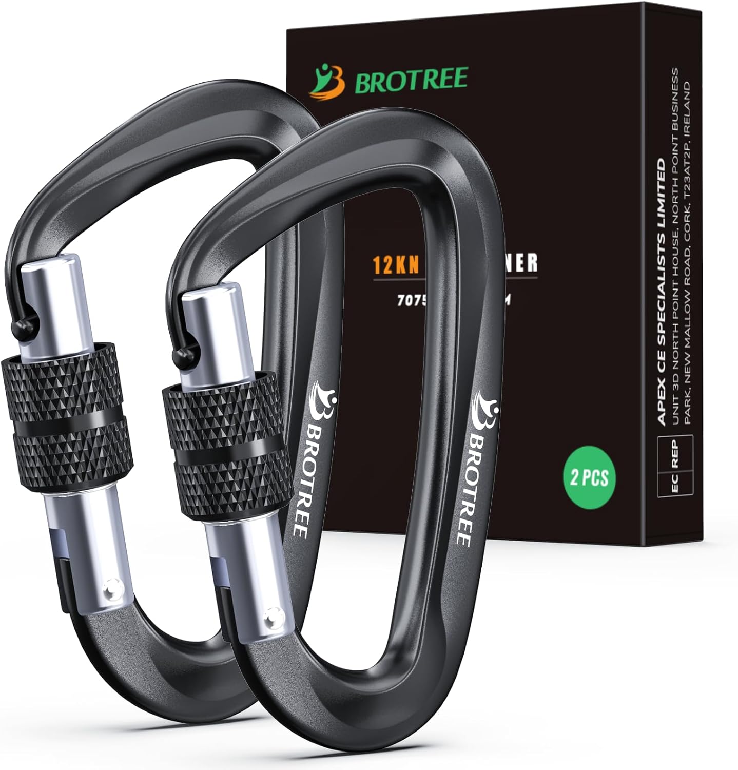 D-förmiger Aluminium-karabiner – 2er-pack – Aluminiumlegierung 7075 – 12 Kn Schraubverschluss – Ideal Für Camping, Wandern Und Hängematten – 8 Cm, Silberfarben