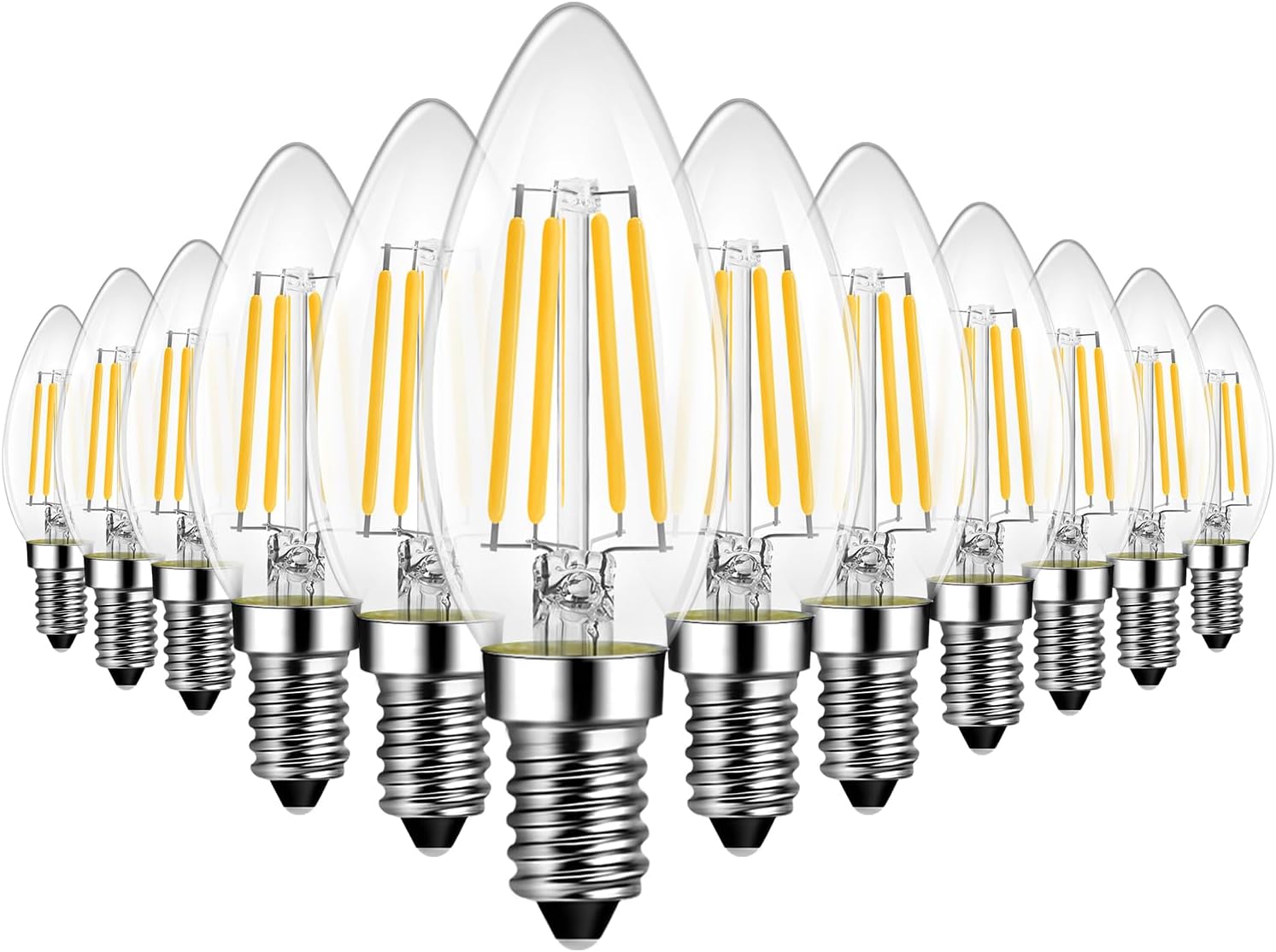 E14 Led-filamentlampe, 7 W, Warmweiß (2700 K), C35-glasfassung, Retro-beleuchtung, Nicht Dimmbar, Für Kronleuchter Und Wandleuchten, 12er-packung