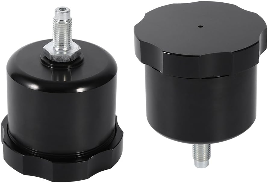 Bremsflüssigkeitsbehälter – 1 Stück – Schwarzes Aluminium – Universalgewinde 7/16-20 – Für Hydrauliksysteme – 7,5 X 10 Cm