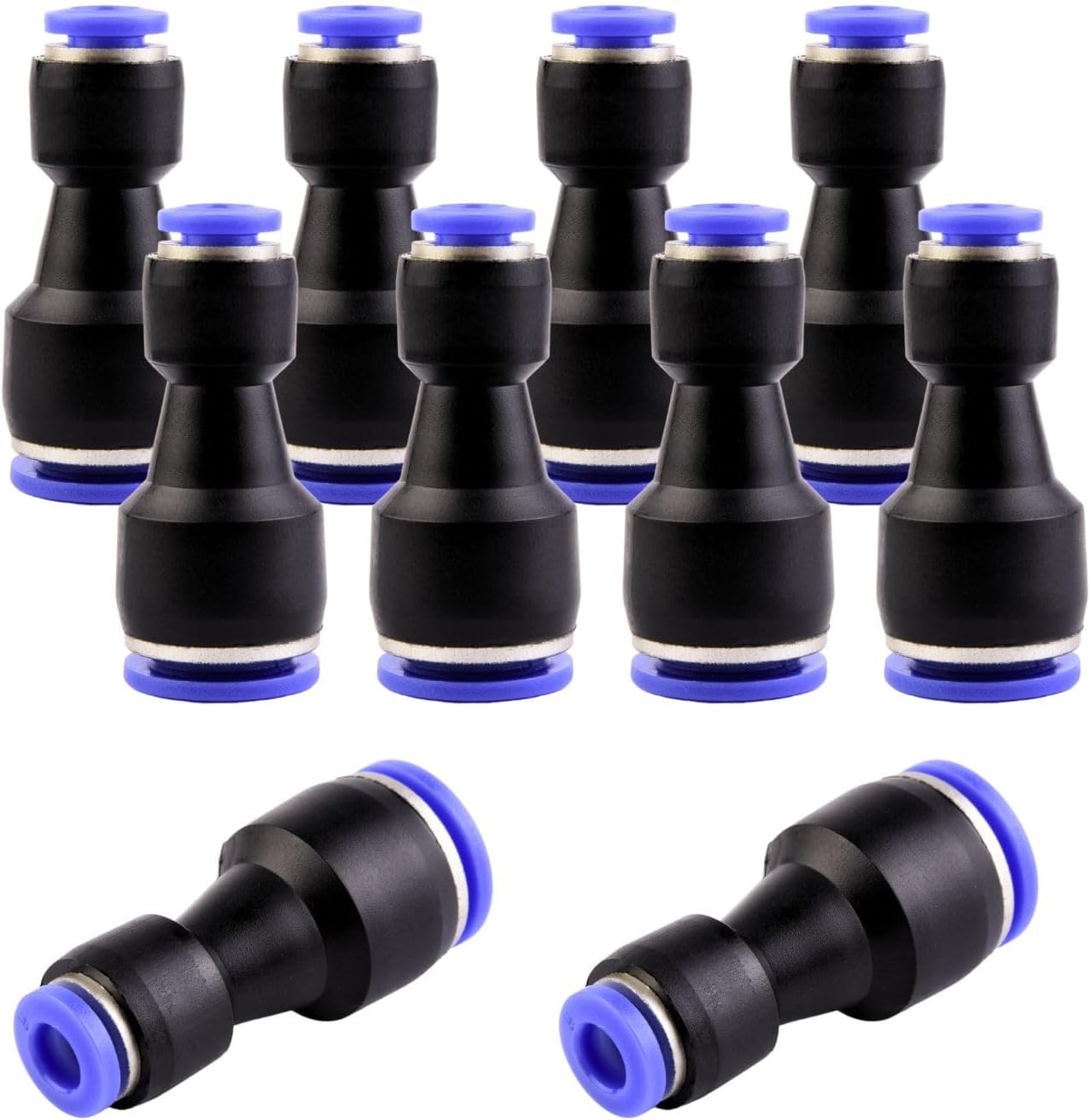 Pneumatische Reduzierstücke – 10er-pack – Kunststoff Und Metall – Schnellsteckanschluss – Für Industrielle Druckluft Und Wasser – 12 Mm Auf 6 Mm