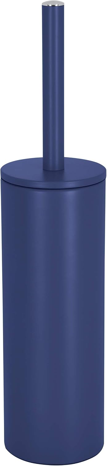 Wc-bürste Mit Halter – 1 Set – Stahl Und Kunststoff – Austauschbarer Bürstenkopf Und Geschlossener Halter – Für Moderne Badezimmer – Mattdunkelblau, 40 X 9,5 Cm
