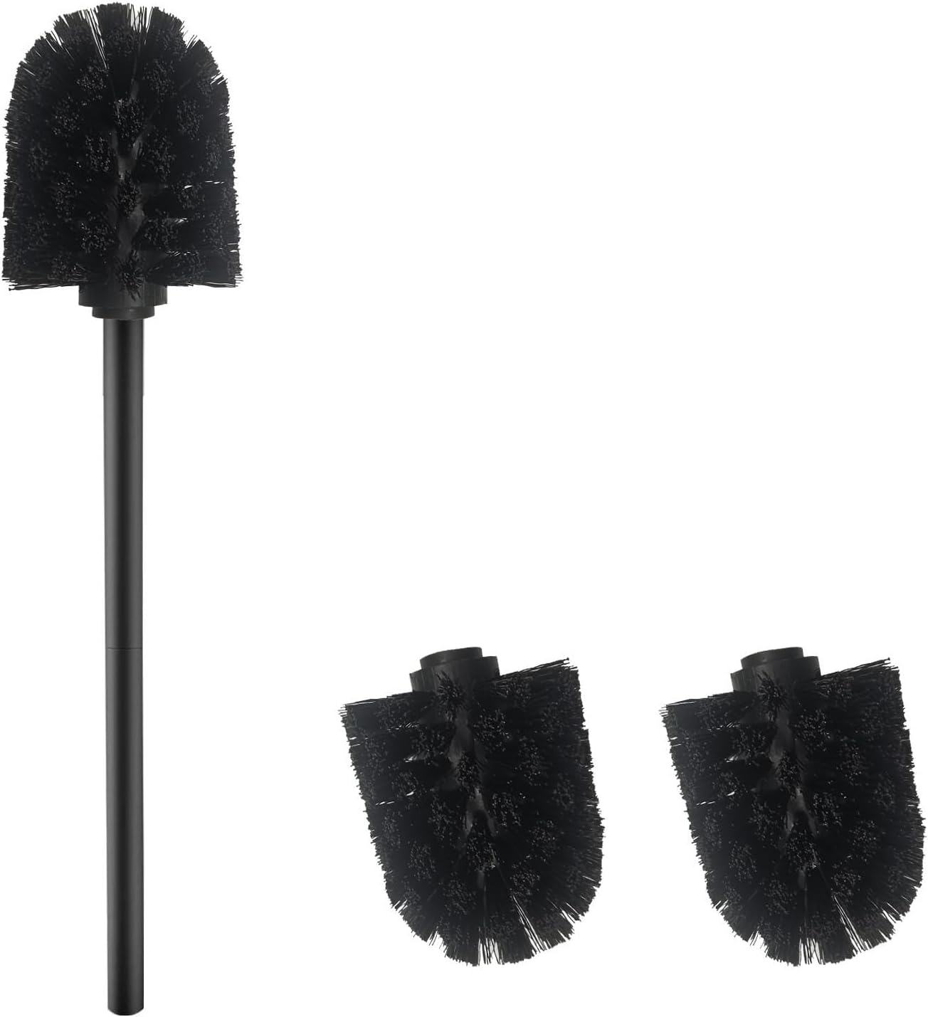 Wc-bürste Mit 2 Bürstenköpfen – Edelstahl 304 – Effektive Reinigung – Modernes Badezimmer – Mattschwarz, 7 Cm