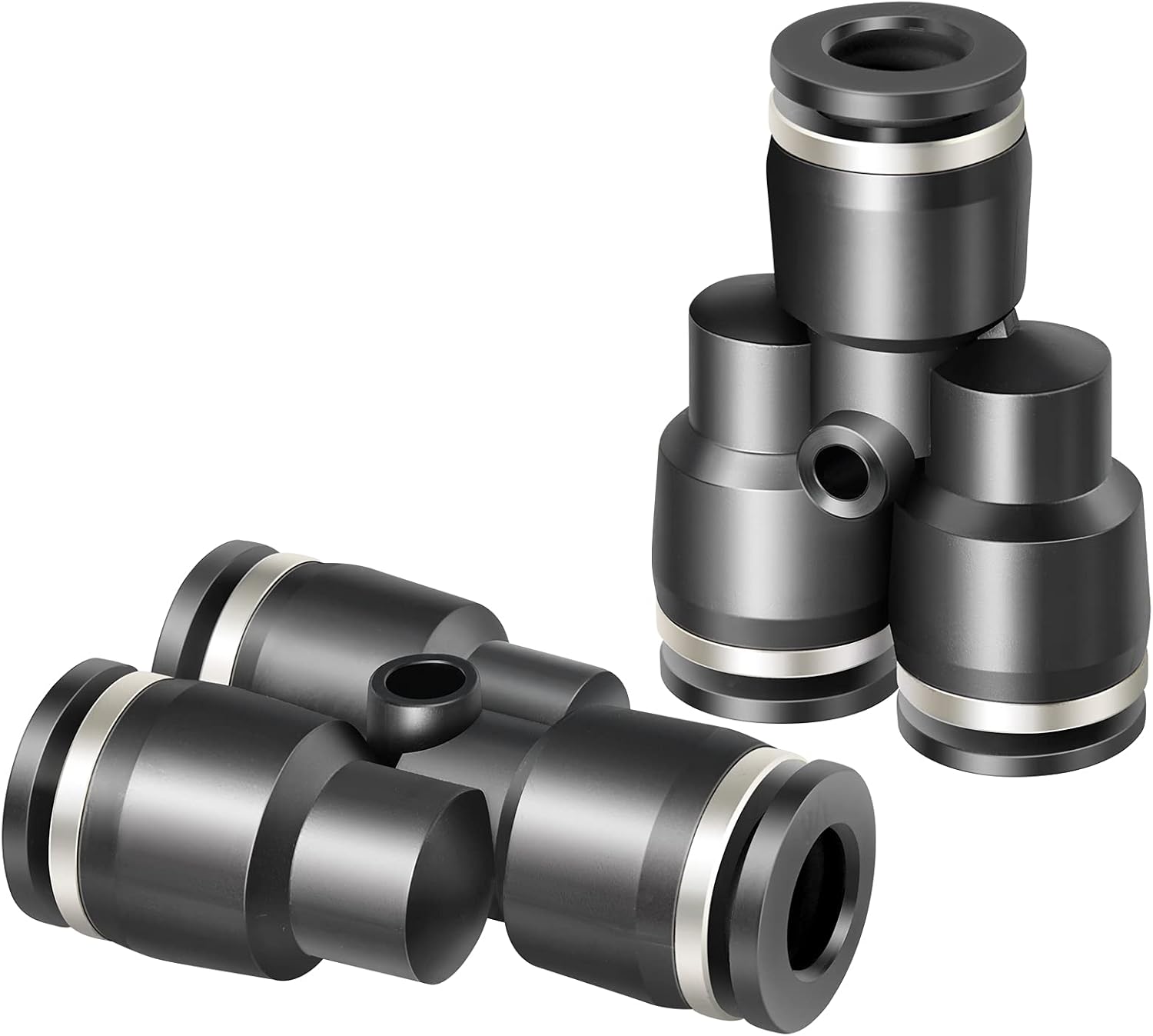 Pneumatischer Y-abscheider – 10er-pack – Schwarzer Kunststoff – 4-mm-steckanschluss – Für Druckluft – 4 Mm Außendurchmesser