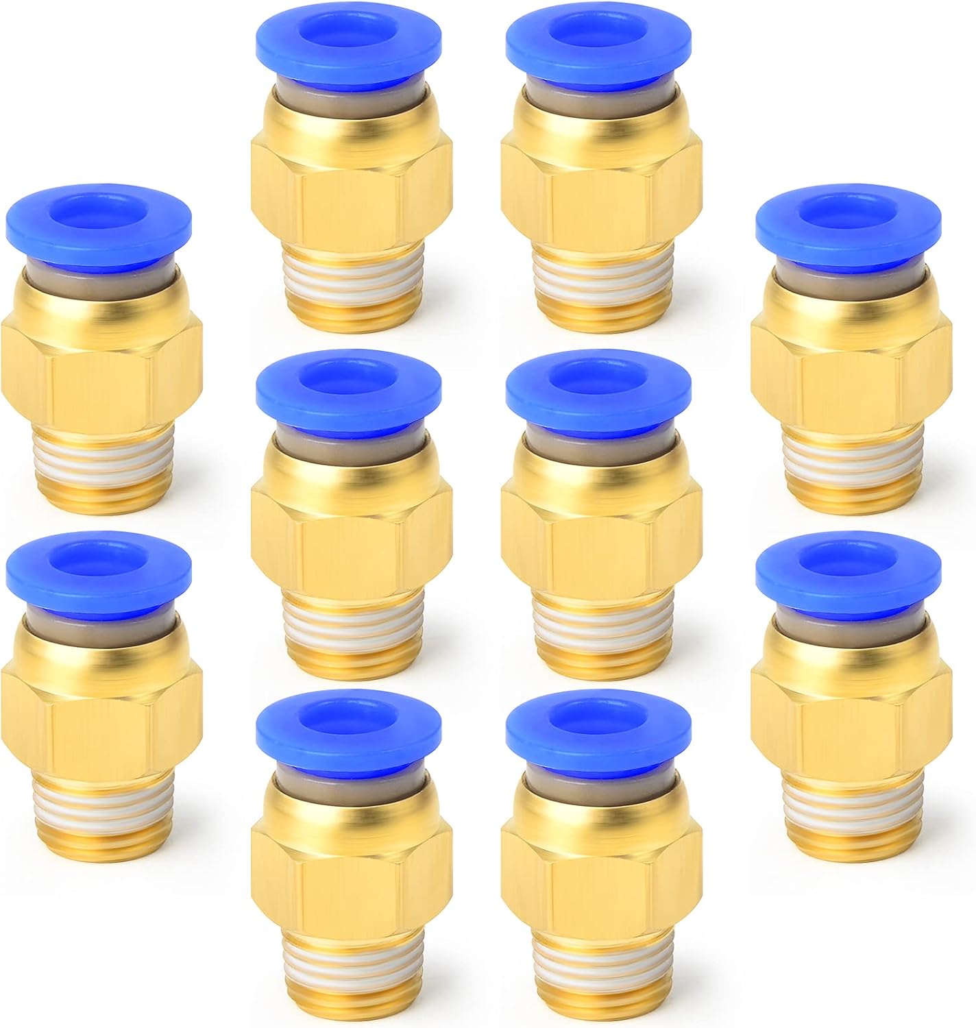 Pneumatikverschraubungen – 10 Stück – Vernickeltes Messing – Steckverbindung 4 Mm – Für Druckluft – 4 Mm X 1/8 Bsp