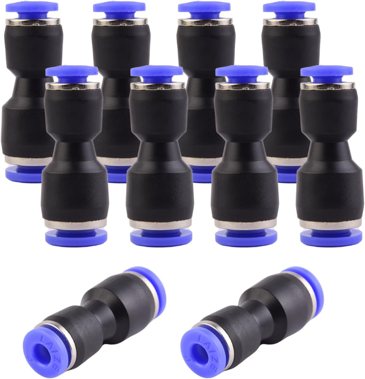 Schnellkupplungen Für Pneumatik – 10er-pack – Kunststoff Und Pu – Reduzierstück 6 Mm Auf 4 Mm – Für Luft Und Wasser – Schwarz Und Blau