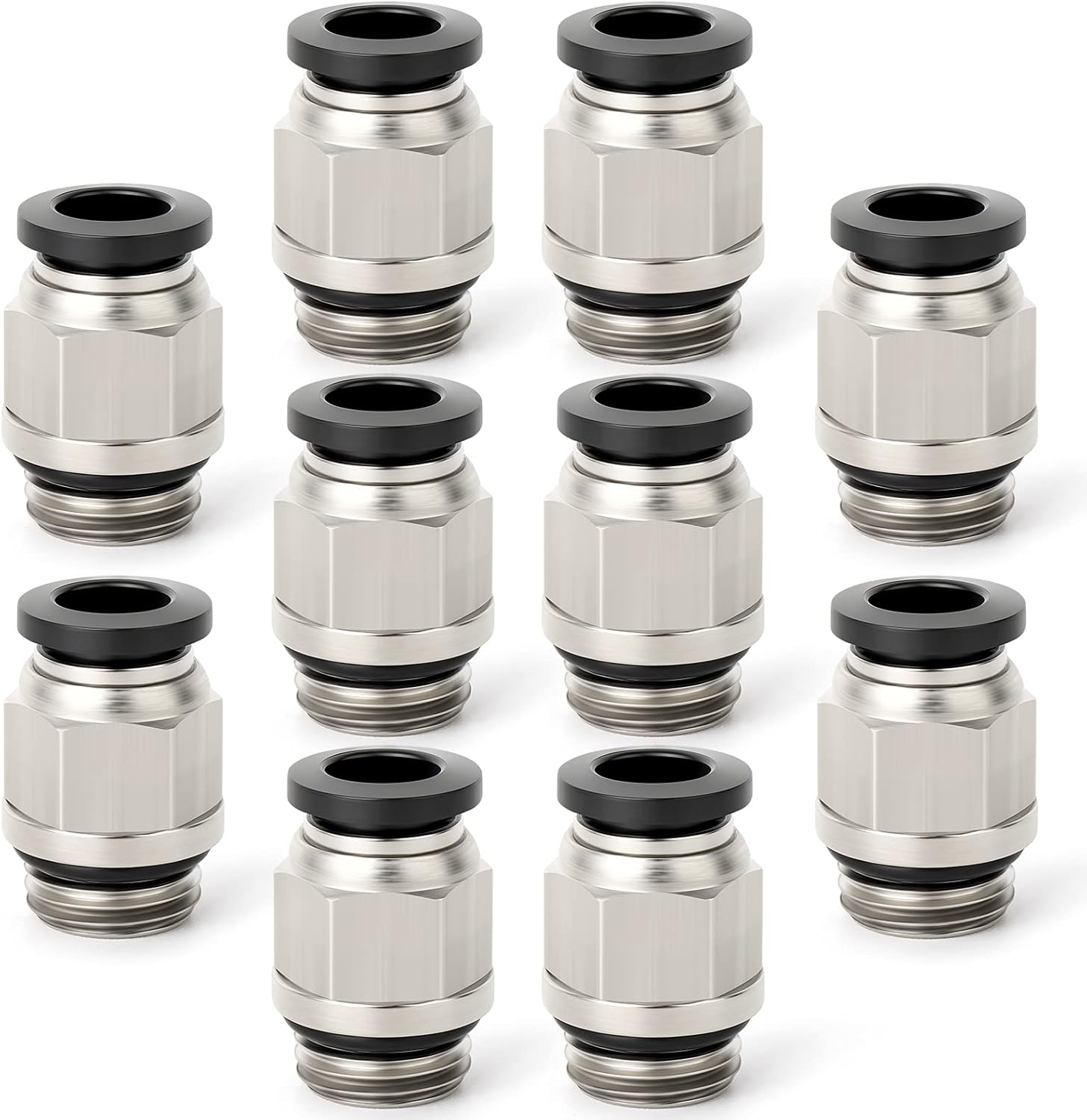 Pneumatischer Schnellverbinder – 10er-pack – Robuster Kunststoff – Gerader 4-mm-auf-1/4"-bsp-anschluss – Für Druckluftsysteme – Schwarz