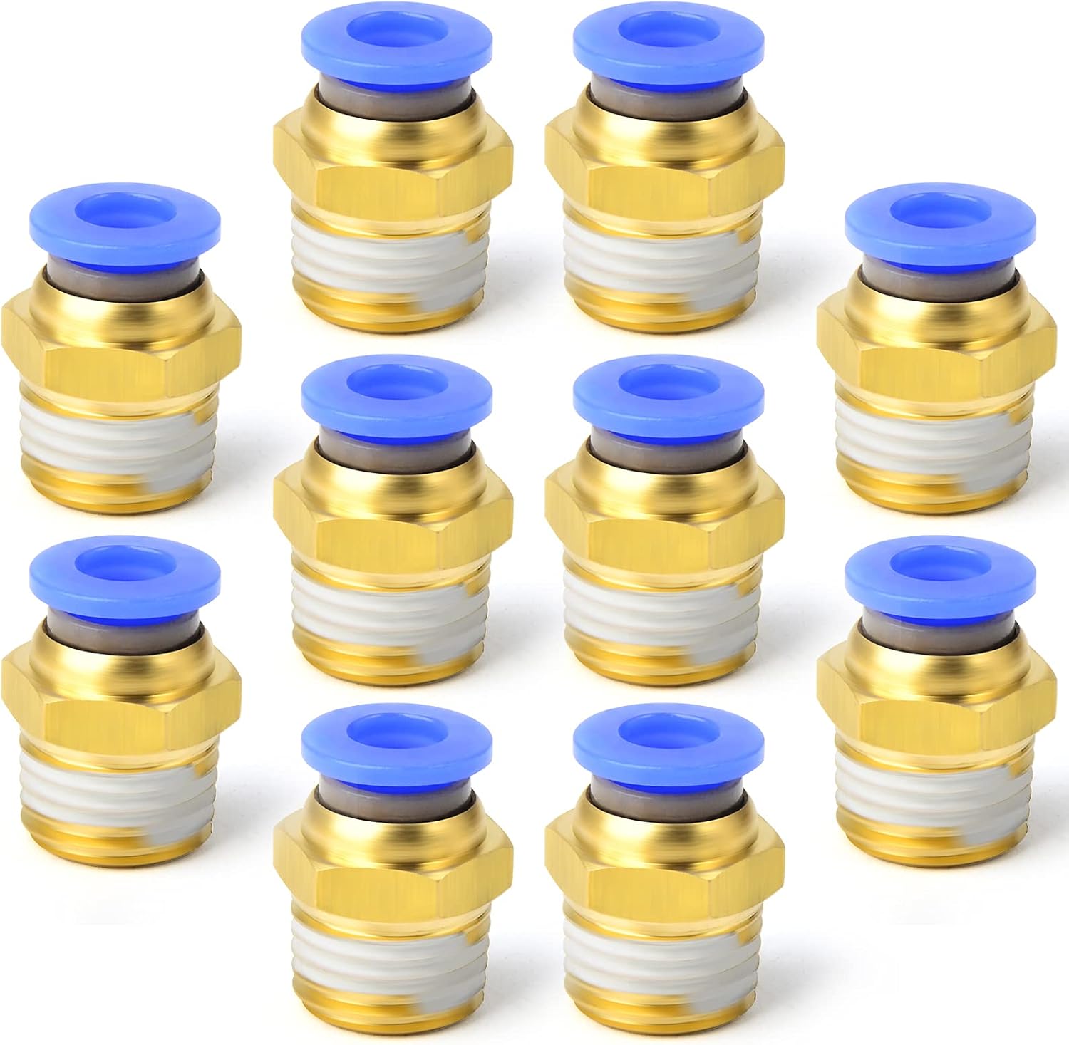 Pneumatikverschraubungen – 10 Stück – Vernickeltes Messing – Steckverbinder 8 Mm – Für Druckluft – 1/4"-bsp-gewinde