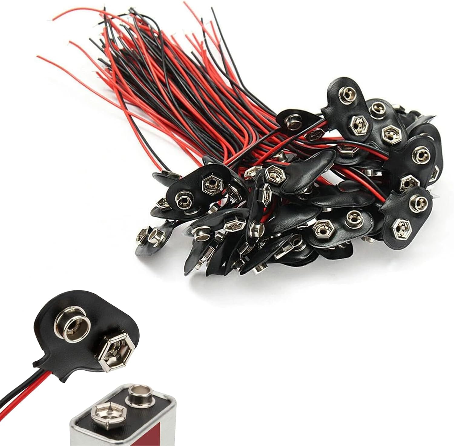 9v-batterieanschluss – 30 Stück – Kunststoff Und Metall – 150 Mm Kabel Typ I – Für Elektronik-bastelprojekte – Schwarz Und Rot
