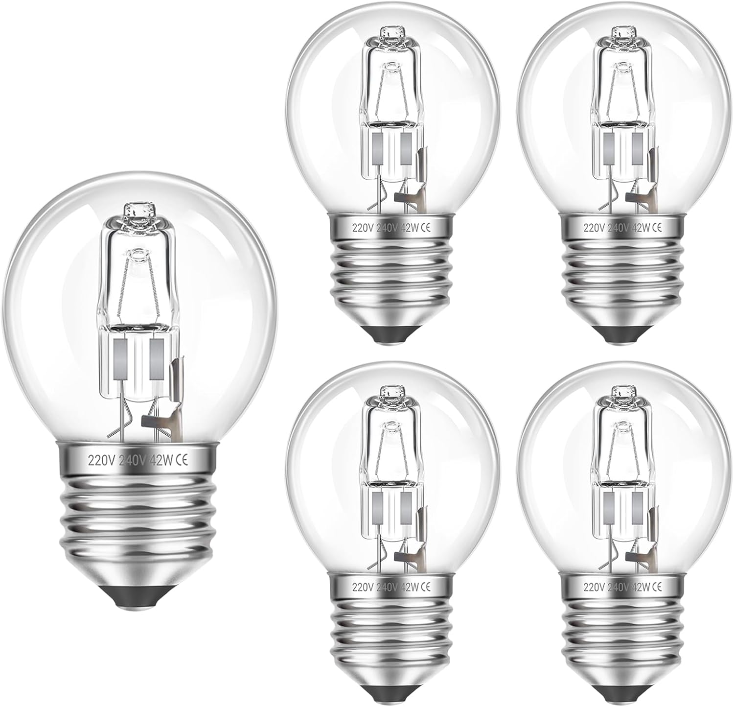 G45 E27 Kugellampe, Klarglas, Dimmbar, 2700 K Warmweiß, Für Kronleuchter Und Wandleuchten, 5er-pack