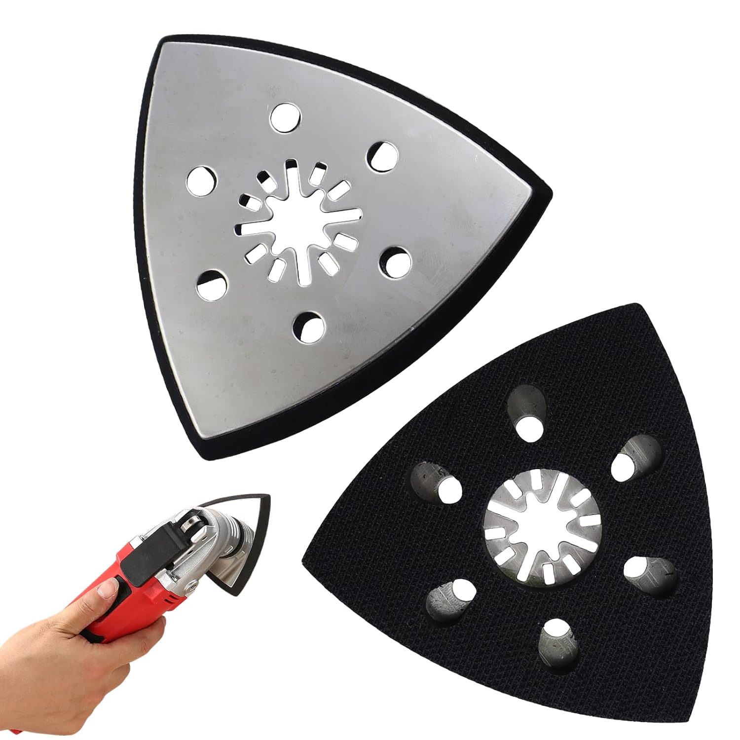Set Mit 2 Dreieckigen Schleifpads 93 Mm – Edelstahl – Für Präzises Schleifen Von Holz, Metall Und Kunststoff – Kompatibel Mit Multifunktionswerkzeugen