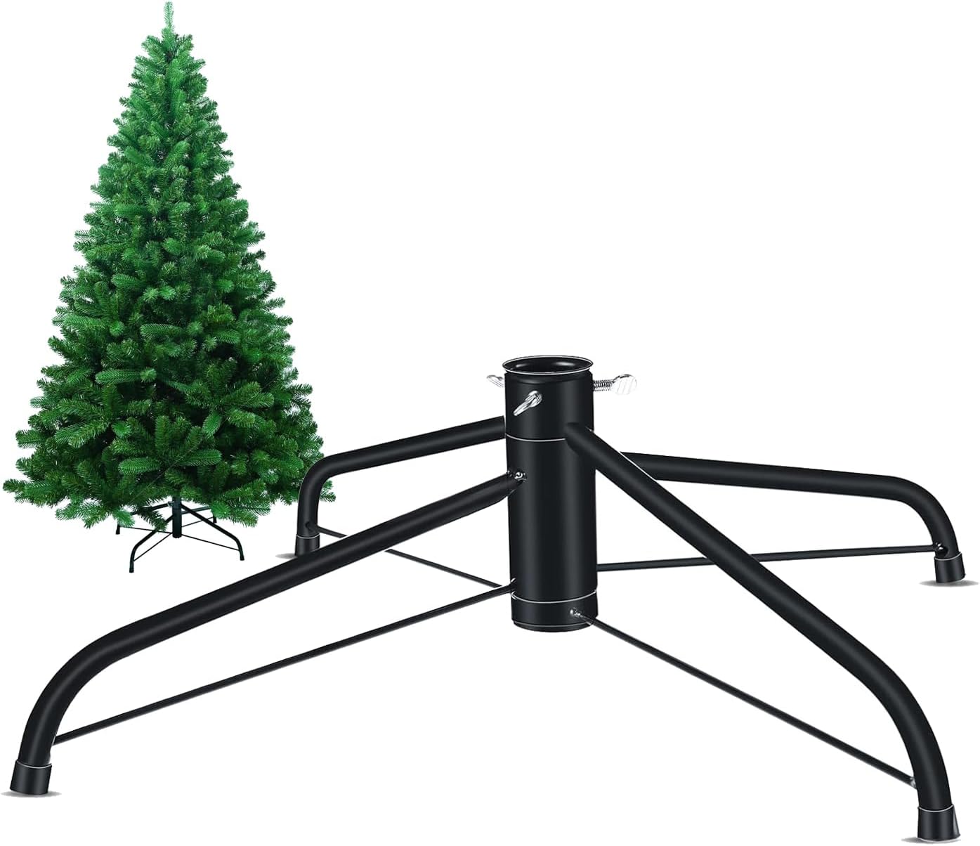 Weihnachtsbaumständer – 1 Stück – Grünes Metall – Stabiler Standfuß Mit Befestigungsschrauben – Für Bäume Von 0,9 Bis 1,8 M Höhe – Durchmesser 45 Cm