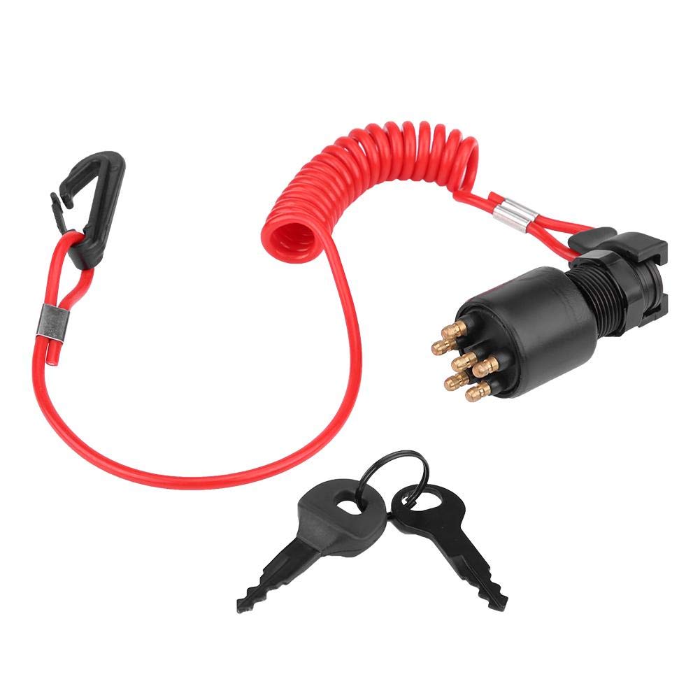 Schlüsselschalter Mit Trageschlaufe – 1 Stück – Metall Und Kunststoff – Sicherheits-ausschalter – Evinrude-bootsmotor – Schwarz/rot, 70 X 30 Mm
