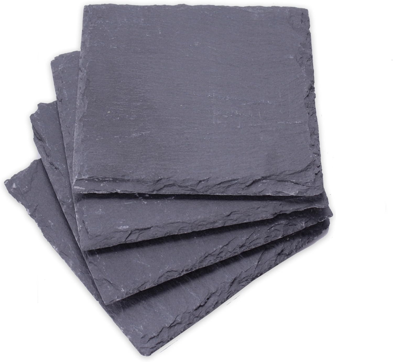 4er-set Quadratische Untersetzer Aus Naturschiefer – Kratzfeste Tischschoner – Ideal Für Zuhause, Bar Und Restaurant – Schwarz, 10 X 10 Cm