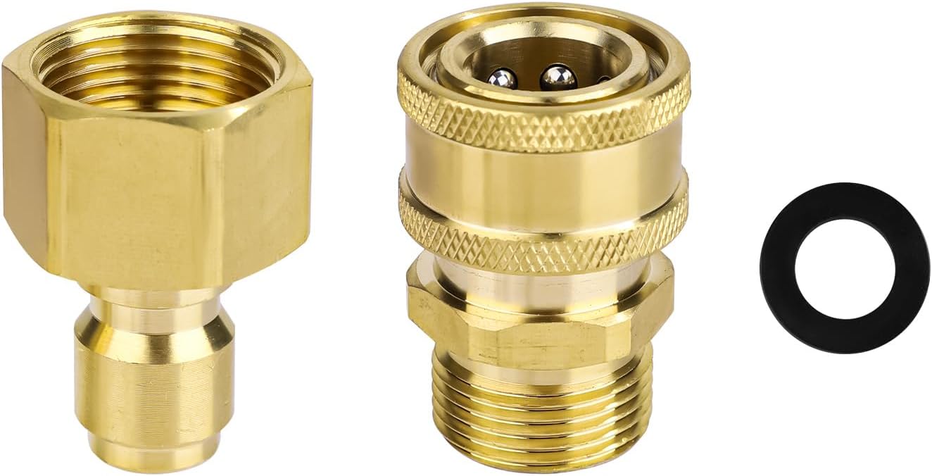 2 Stück Hochdruckreiniger-adapter M22-15 Mm Auf 1/4 Zoll, Messing-schnellkupplungs- Und -trennkupplungsset Für 5000 Psi Hochdruckreiniger-schlauchpumpe