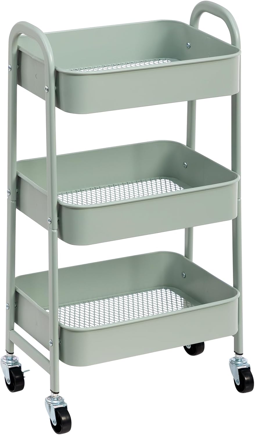 Metall-servierwagen – 1 Stück – Cyanfarbener Stahl – 3 Stabile Ablagen – Küche, Bad, Büro – 40 X 30 X 70 Cm