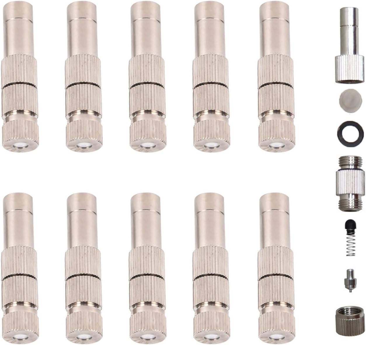 Sprühdüse Aus Messing – 10er-pack – Vernickeltes Messing – Einstellbarer Niederdruck – Für Garten Und Terrasse – 0,1 Mm Öffnung