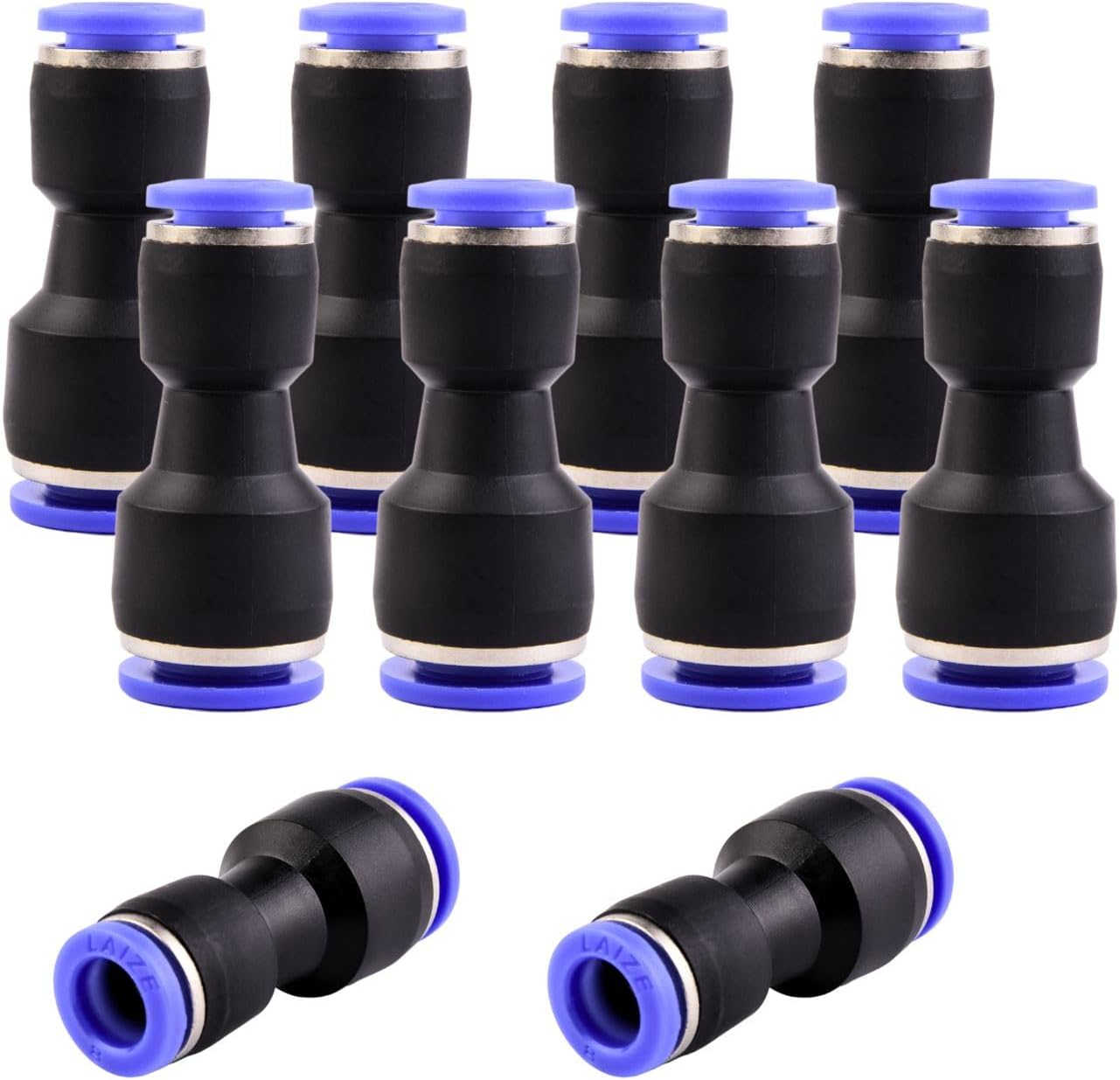 Pneumatische Reduzierstücke – 10er-pack – Kunststoff Und Pu – Schnellkupplung – Für Industrielle Druckluft Und Wasser – Schwarz Und Blau, 10 X 8 Mm