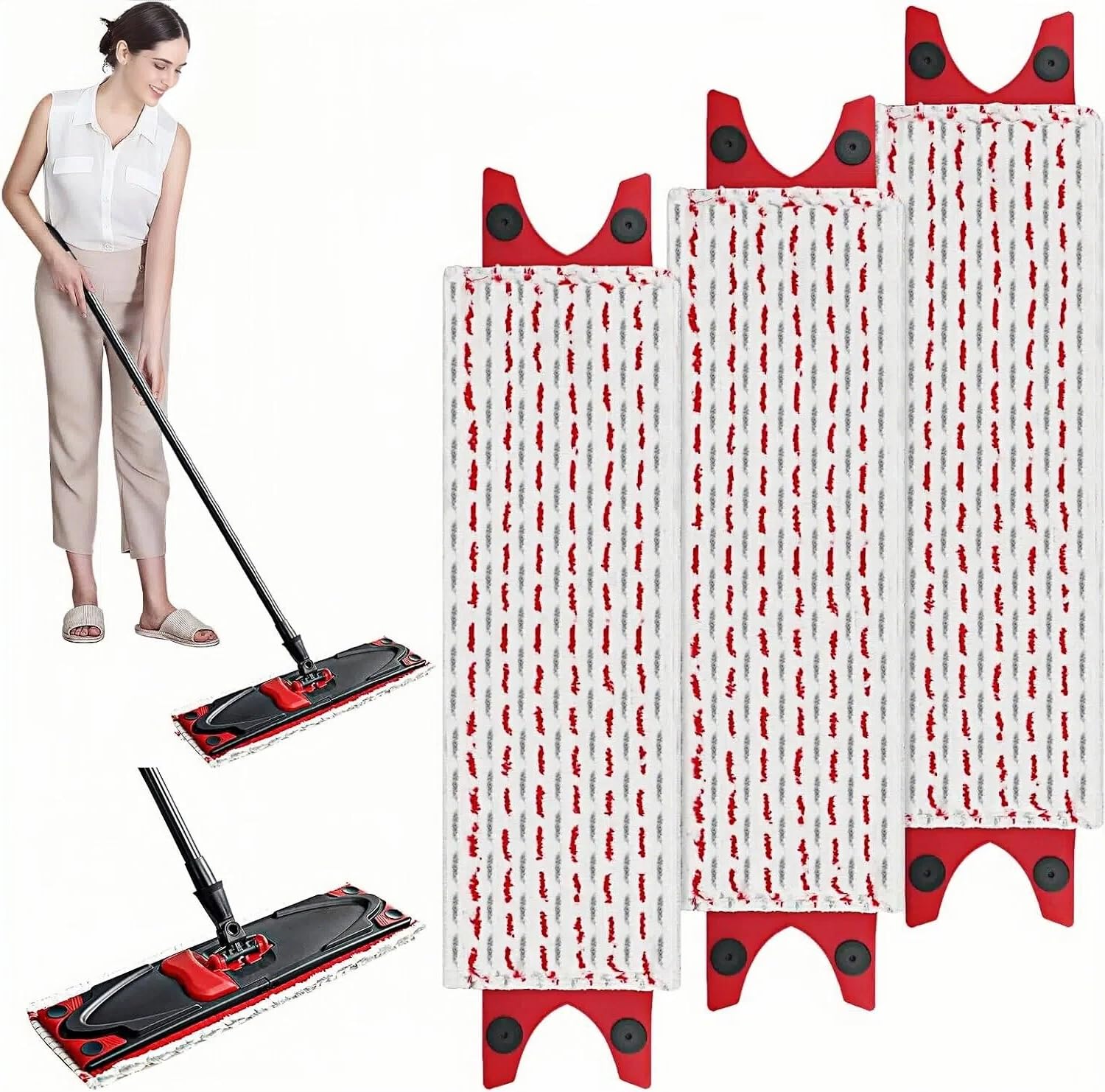 Mikrofaser-wischmoppköpfe – 3er-set – Extra Großes, Dichtes Gewebe – Schnelle Reinigung Aller Bodenarten – Für Den Innenbereich (haus Und Büro) – Waschbar Und Wiederverwendbar