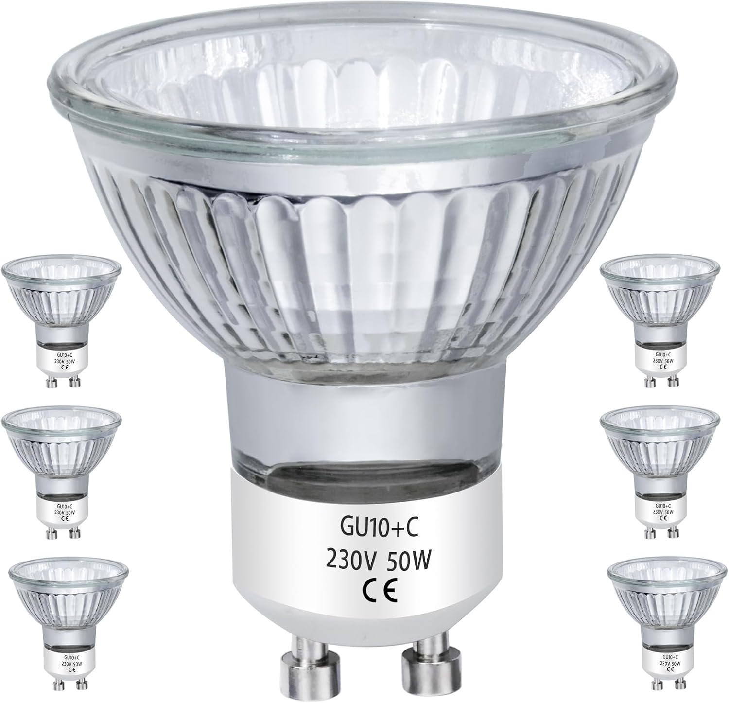 Gu10-halogenlampen – 6er-pack – Mr16-glas, 50 W – Dimmbar, Warmweiß – Einbauleuchten Für Den Innenbereich – 230 V