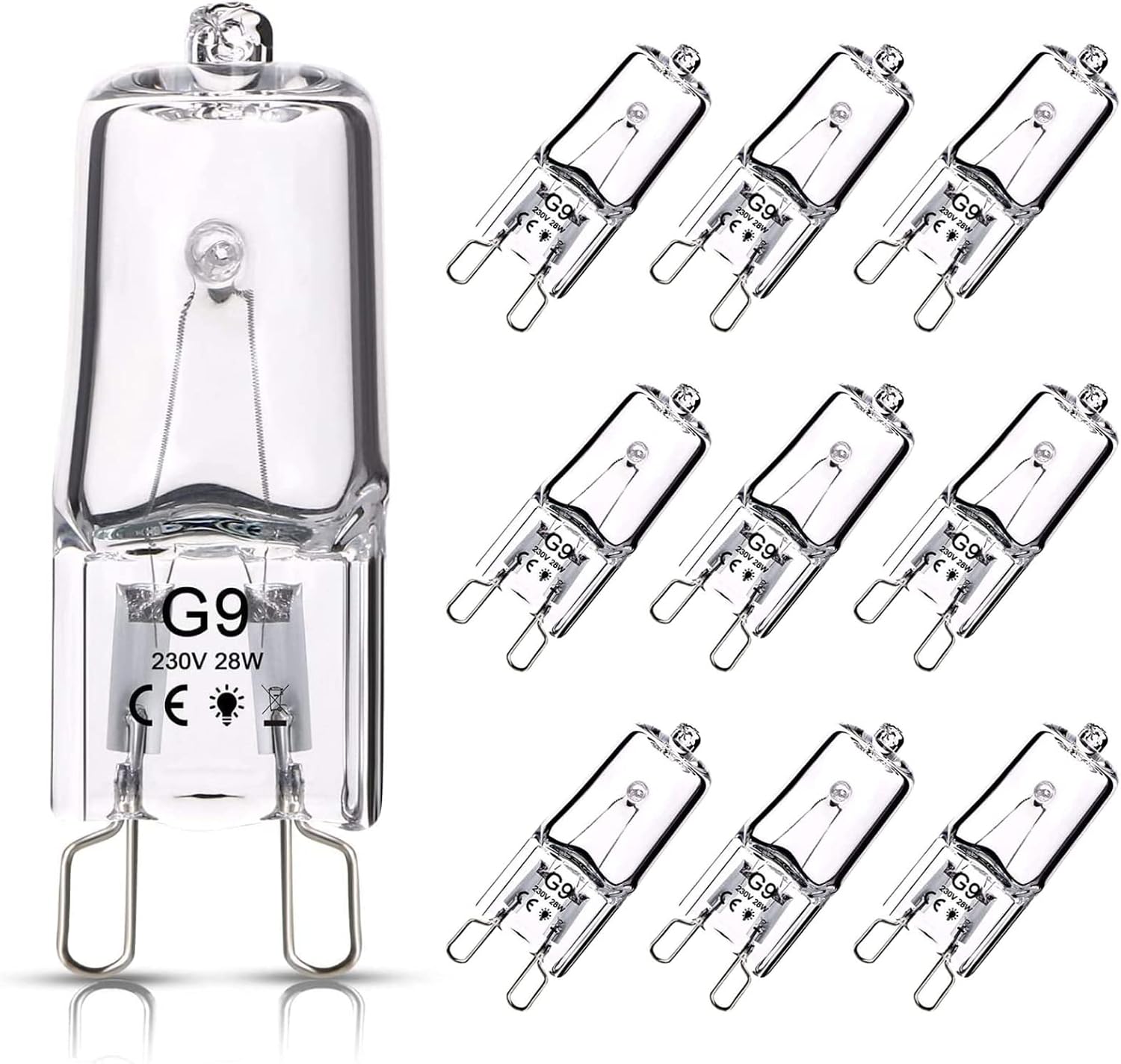 G9-halogenlampen, 10er-pack, 28 W, 230 V, Warmweiß, 360° Dimmbar, Klarglas Für Kronleuchter Und Wandleuchten
