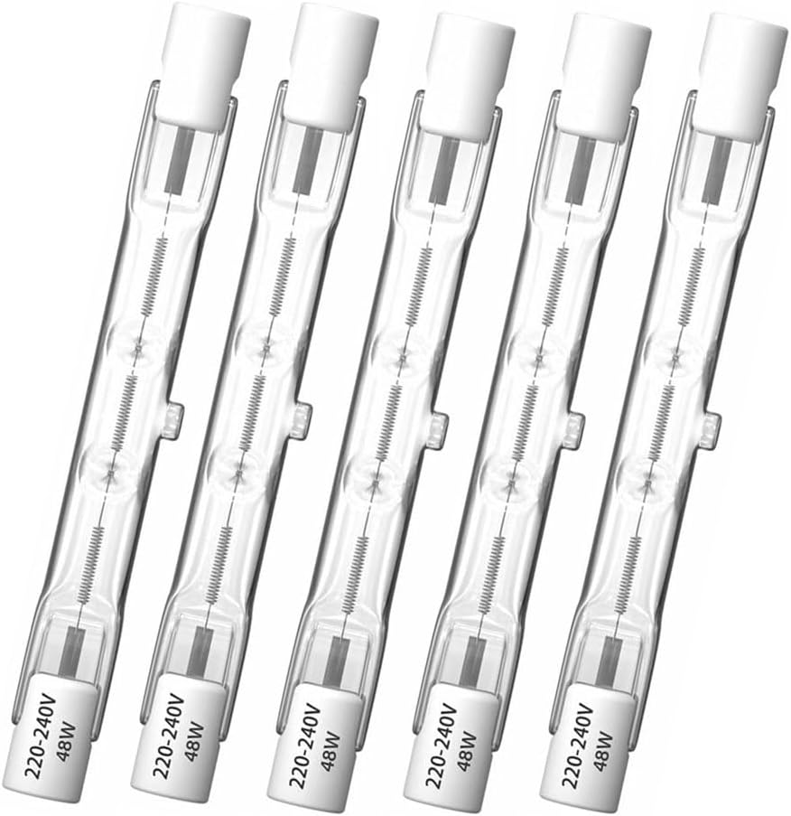R7s 78-mm-halogenlampen – 5er-pack – Klarglas – 48 W, Dimmbar, 2800 K – Für Strahler Und Deckenleuchten – Warmweiß