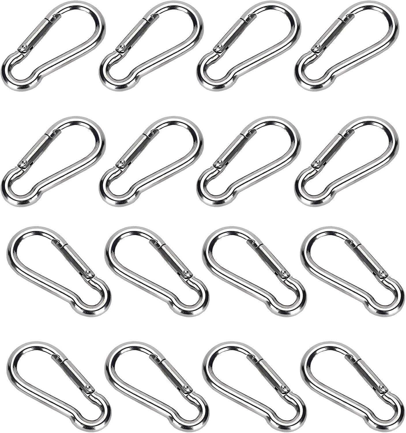 Set Mit 16 Selbstsichernden Edelstahl-karabinern – Zum Klettern, Campen Und Für Taschen – 40 X 20 Mm