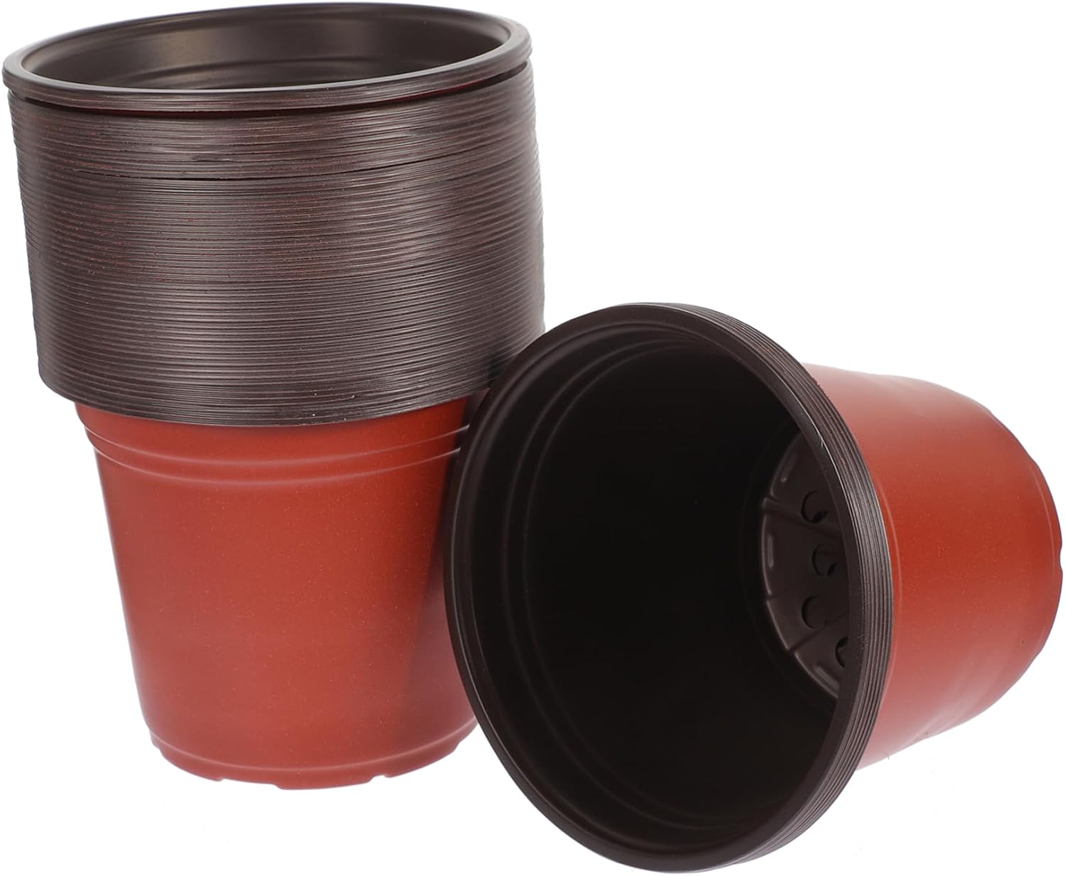 Set Mit 50 Zweifarbigen Pp-blumentöpfen (10-17 Cm) Für Setzlinge Und Sukkulenten – Wiederverwendbar Für Den Innen- Und Außenbereich