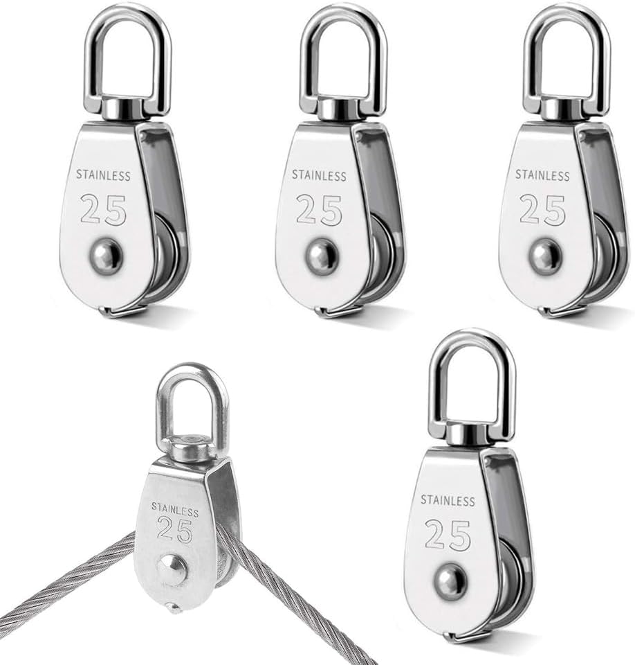 Seilrolle – 4 Stück – Edelstahl 304 – 360° Drehbarer Haken – 11 Mm Seilzug – Tragkraft: 150 Kg