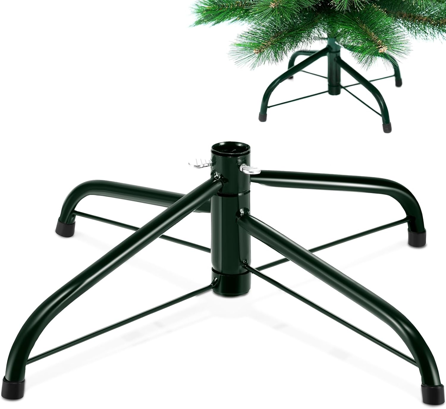 Zusammenklappbarer Weihnachtsbaumständer – 1 Stück – Grünes Metall – Stabiler, Verstellbarer Fuß – Für Künstliche Weihnachtsbäume Im Innenbereich – 40 X 40 X 12,5 Cm