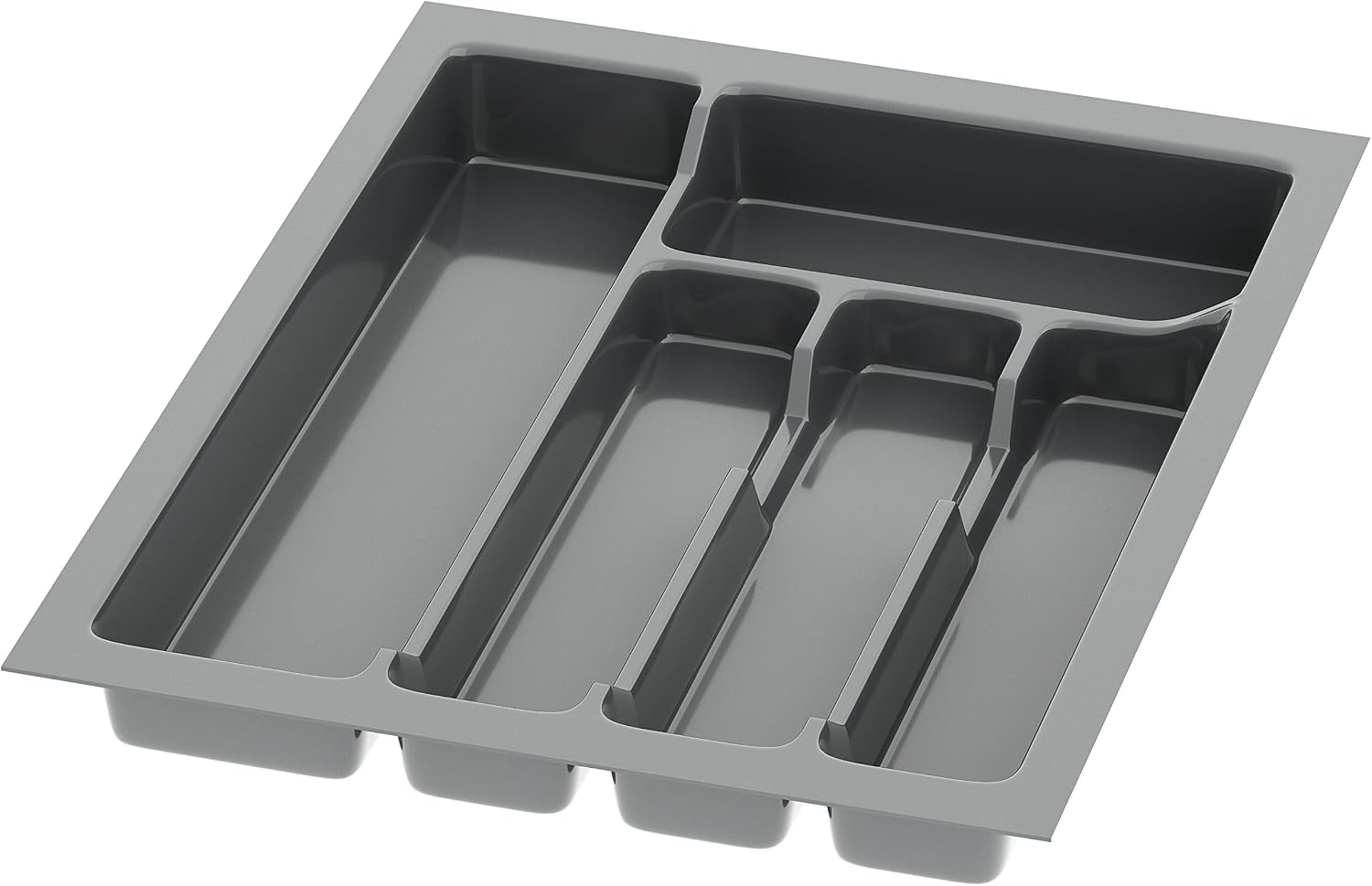Besteckkasten Für Schublade – 1 Stück – Anthrazitfarbener Kunststoff – 5 Fächer – Für Eine Ordentliche Küche – 33 X 43 Cm
