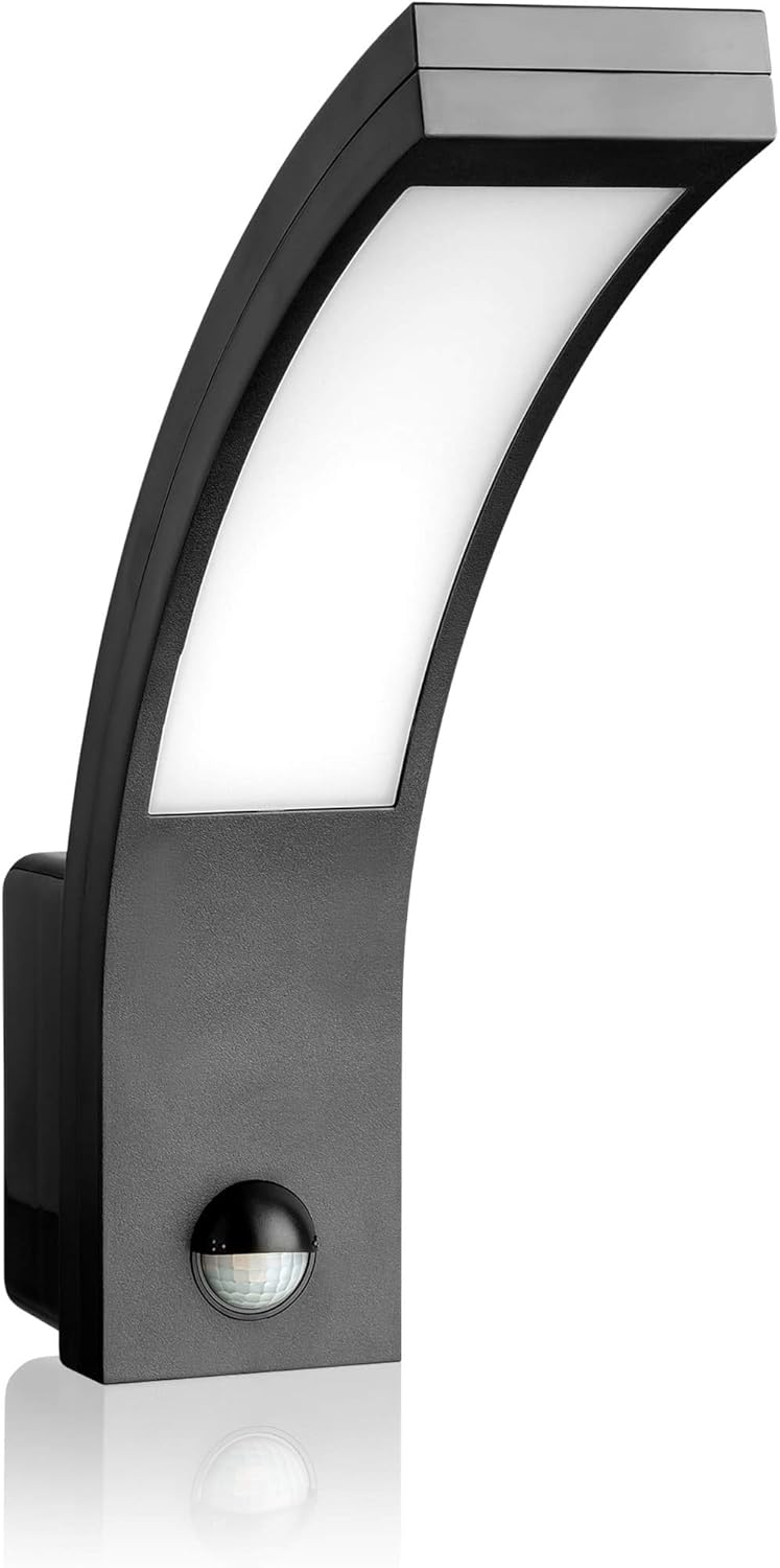 Led-wandleuchte – 1 Stück – Anthrazitfarbenes Polycarbonat – 9 M Bewegungsmelder, Ip65 – Außenbereich, Garage, Garten – 15 W, Kaltweiß