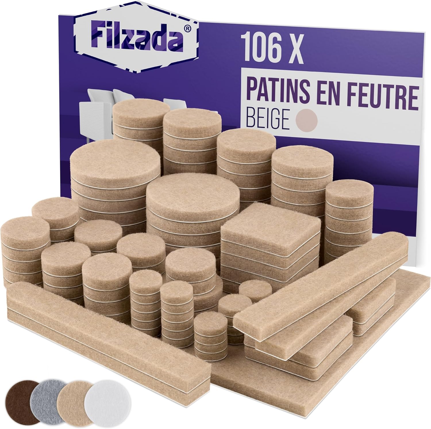 106 Selbstklebende Filzgleiter Für Möbel – Beige, 3,5 Mm – Bodenschutz Für Parkett Und Fliesen – Quadratisch Und Rund Für Stühle Und Tische