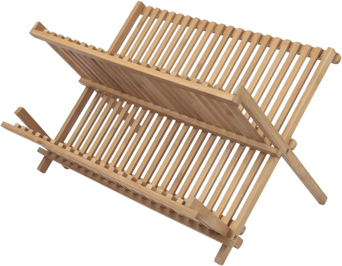 Abtropfgestell – 1 Stück – Natürlicher Bambus – Faltbar Und Robust – Für Moderne Küchen – 42 X 35 X 3,5 Cm