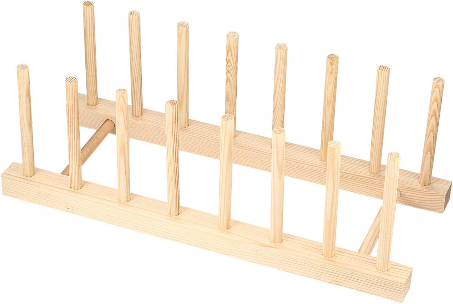 Abtropfgestell Aus Holz – 1 Stück – Kiefernholz Natur – 8 Stäbe, 7 Schlitze – Küche Und Büro – 32 X 13 X 11 Cm