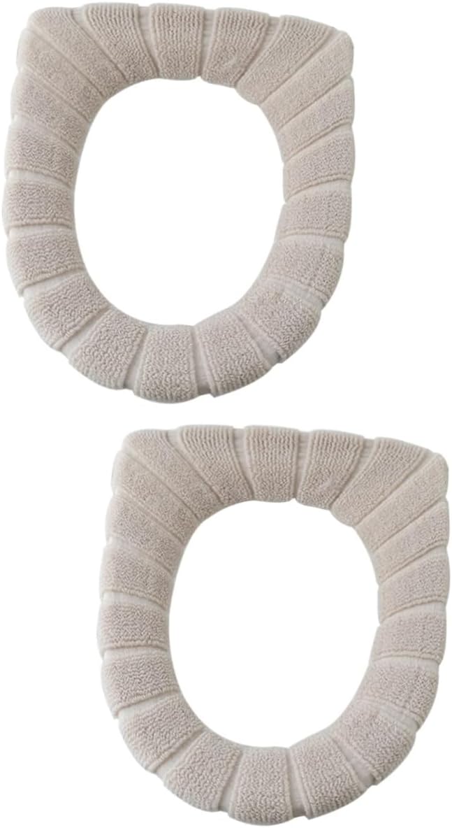 Wc-sitzbezüge – 2 Stück – Polyester – Dehnbar Und Waschbar – Warm Und Komfortabel – Beige