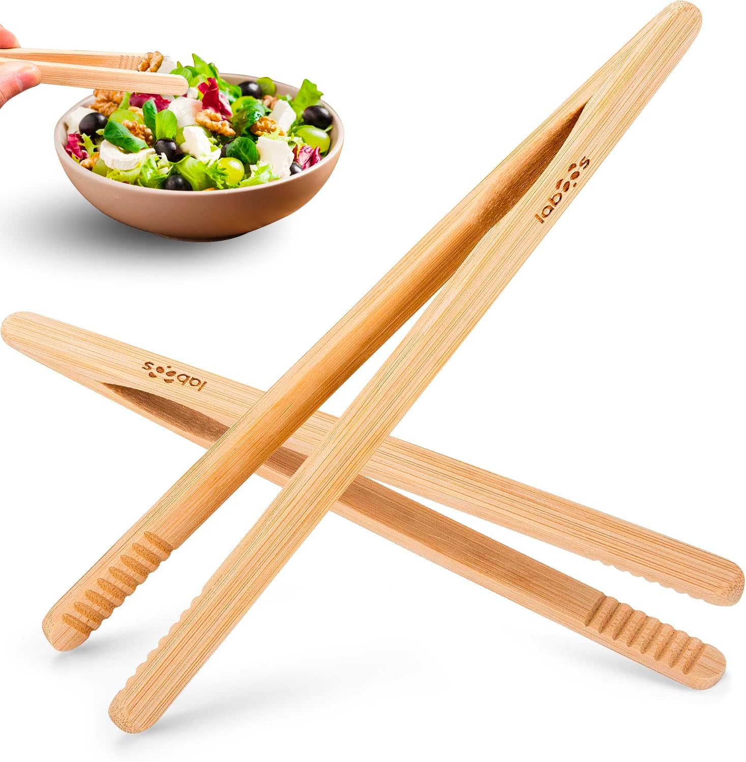 Küchenzange Aus Bambus – 2er-set – 20,8 Cm – Natur – Hitzebeständig – Für Toaster Und Backofen Geeignet