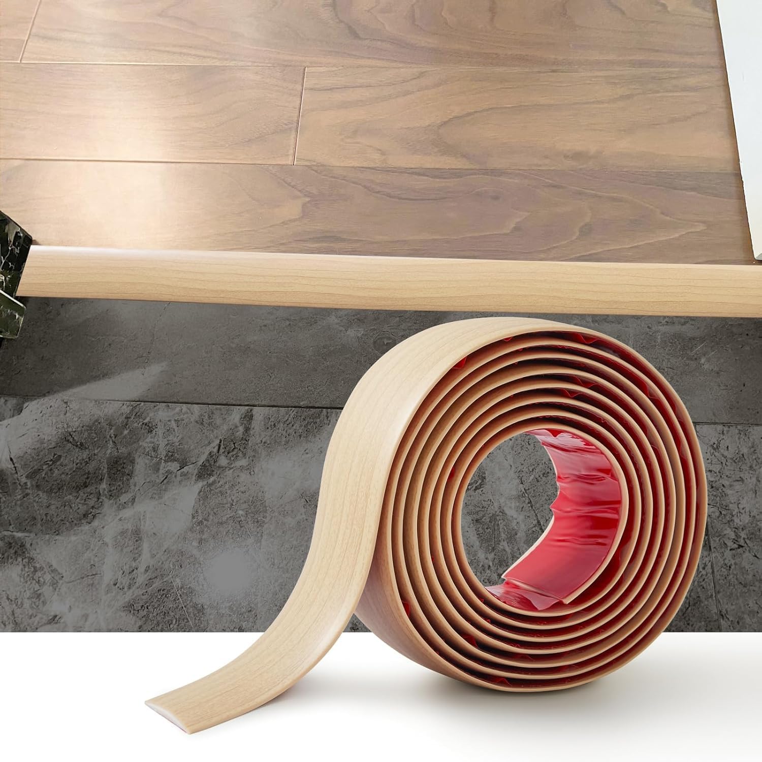 Selbstklebende Übergangsleiste – 1,2 M – Eichenoptik-pvc – Wasserdichter Bodenübergang – Für Küche/wohnzimmer – 4 Cm, Beige