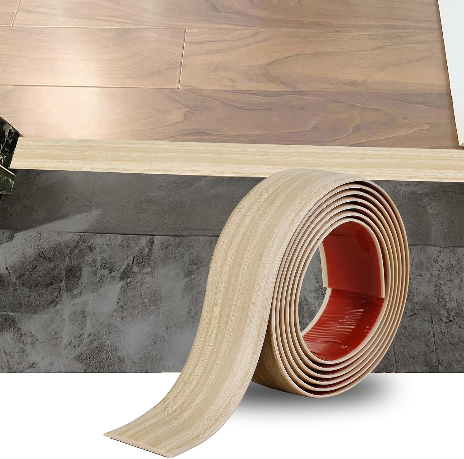 Selbstklebende Übergangsleiste – 2 M – Flexibles Pvc In Holzoptik – Wasserfester Bodenübergang – Für Küche Und Bad – 4 Cm, Beige