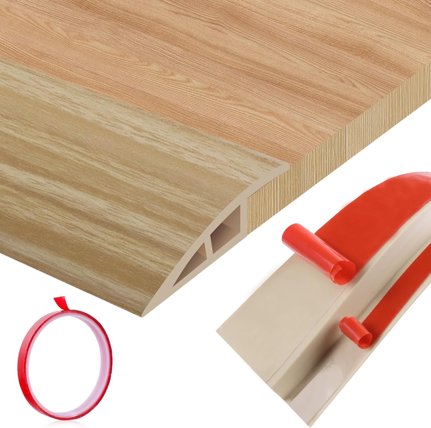 Pvc-schwellenprofil – 1 Oder 2 Meter – Mehrstufiges Profil – Bodenübergang Ohne Bohren – Innenbereich, Homeoffice – 10 Bis 20 Mm
