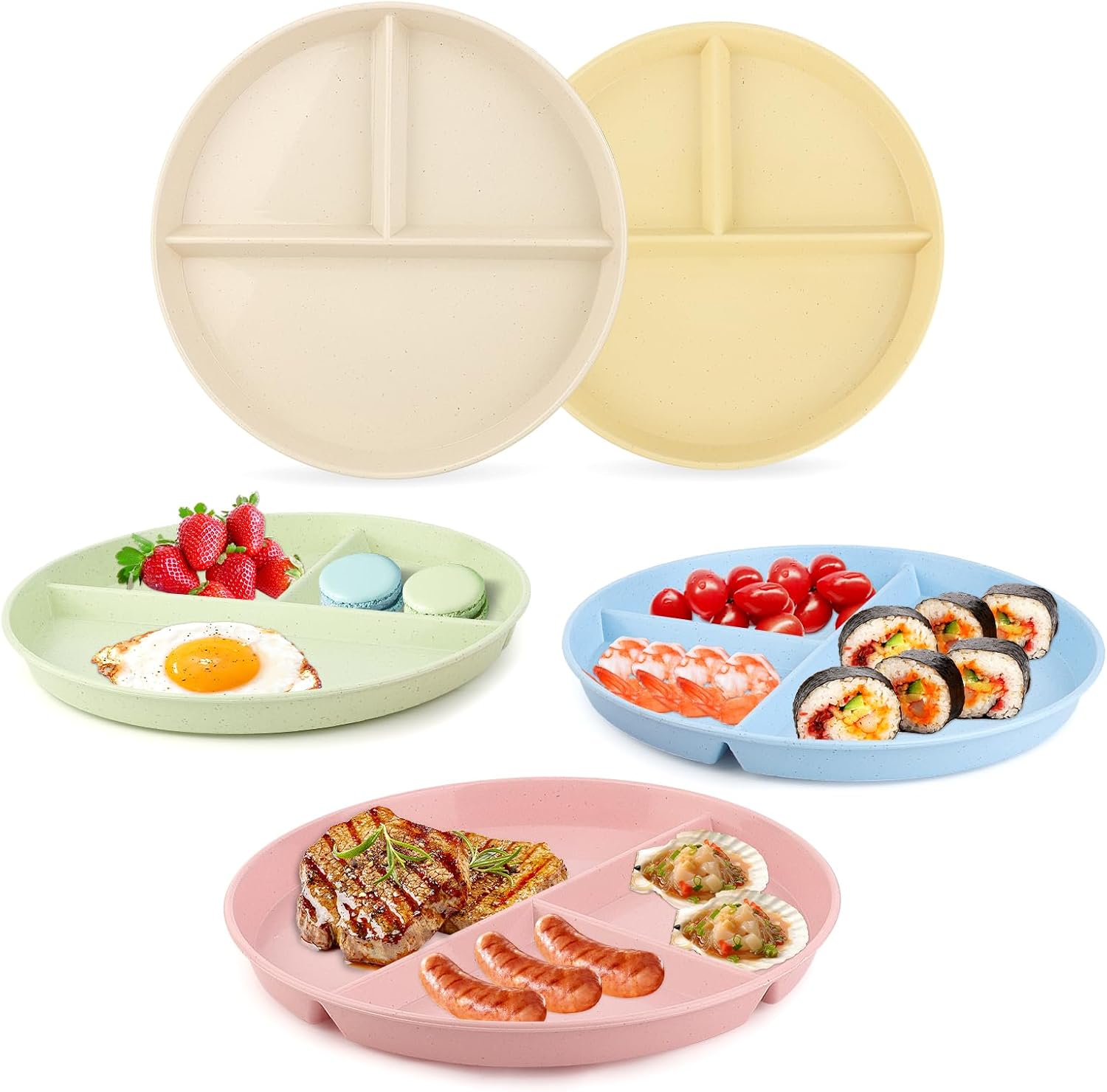 Unterteilter Teller – 5er-set – Pp-kunststoff – Mikrowellen- Und Spülmaschinengeeignet – Für Erwachsene Und Kinder – 25 Cm