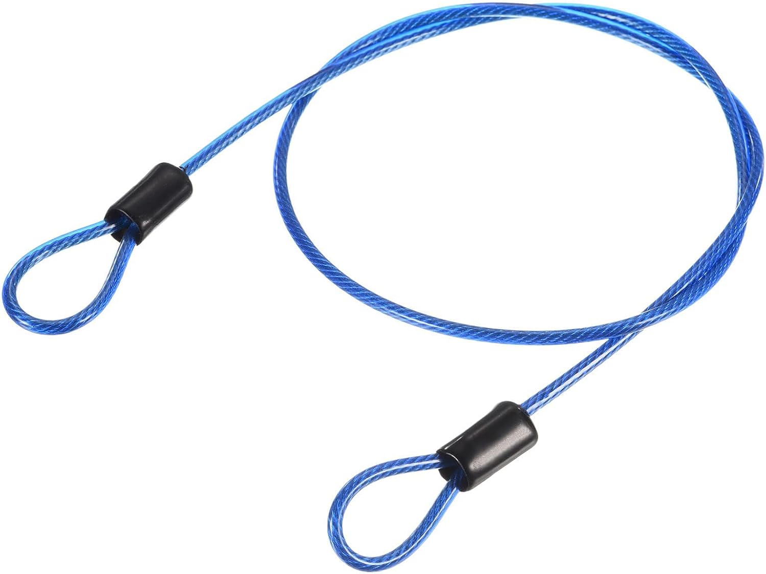 Sicherheitsseil – 1 Stück – Stahl Und Kunststoff – Flexible Doppelschlaufe – Für Fahrräder Und Gepäck – 2,5 Mm X 1 M Blau