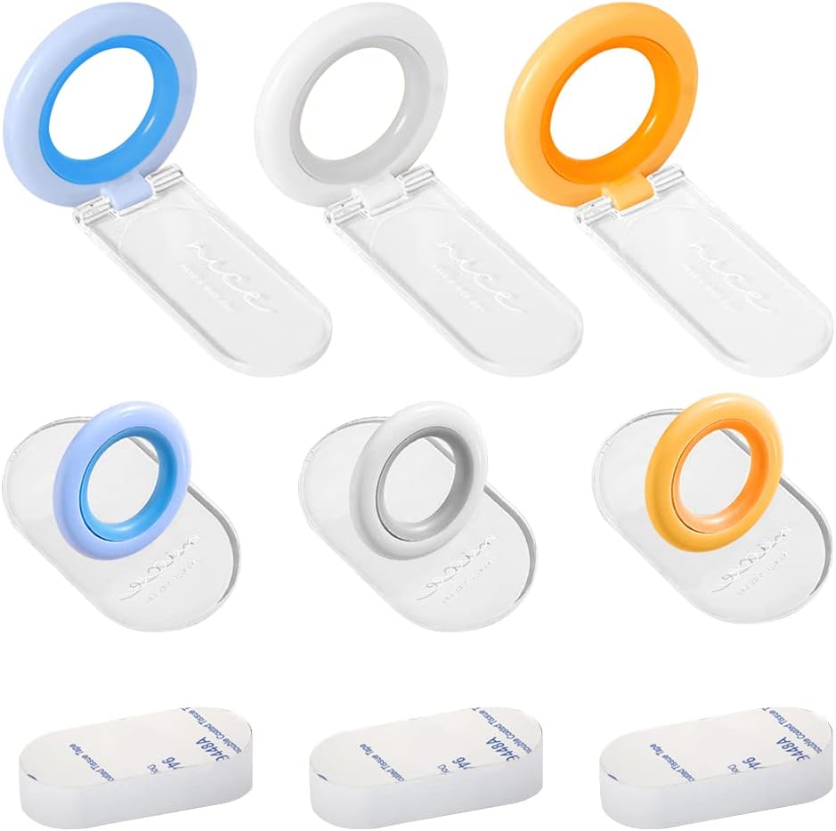 Wc-sitzheber – 6er-pack – Kunststoff – Selbstklebender Griff – Badhygiene – Blau, Orange, Grau