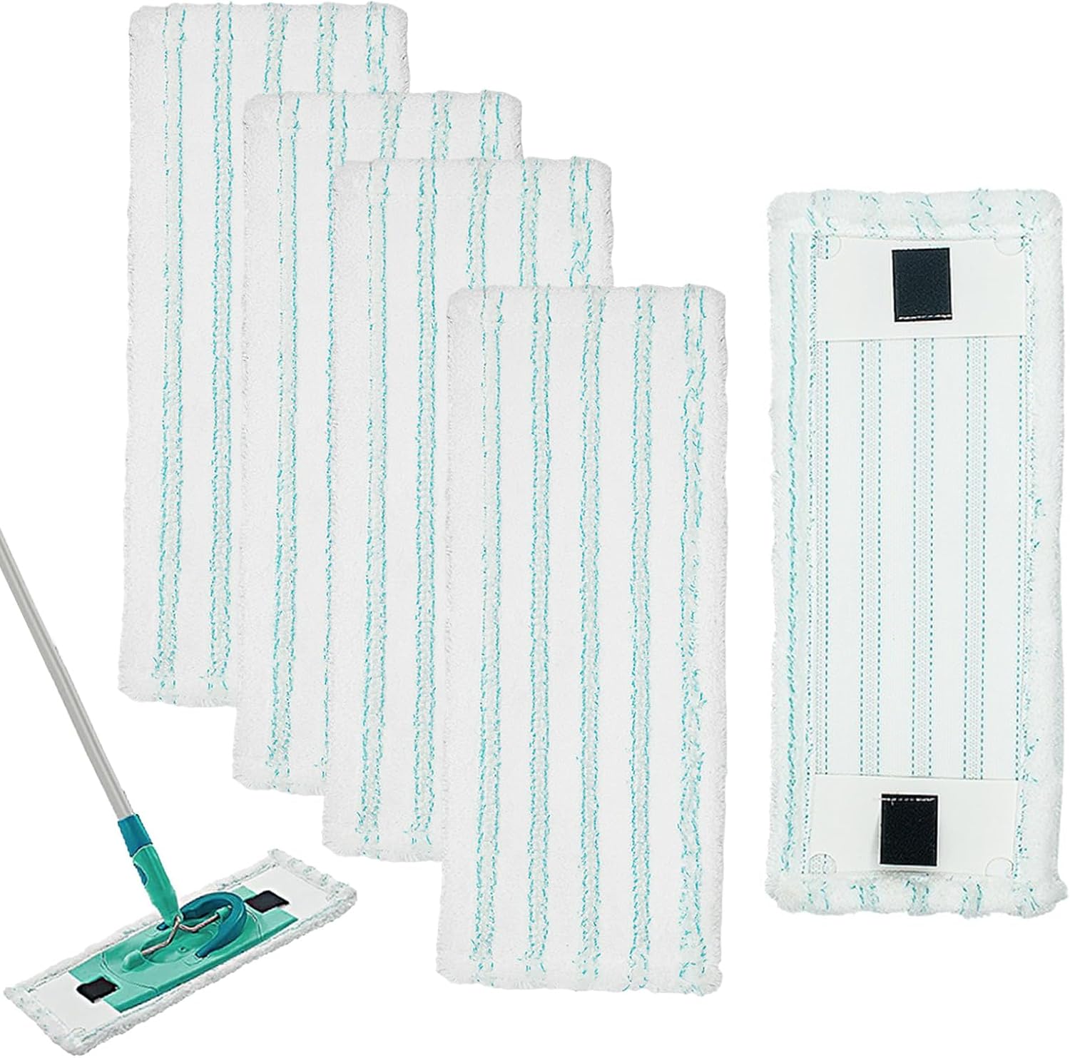 Ersatz-wischmoppbezüge – 5er-pack – Saugfähige Mikrofaser – Streifenfreie Reinigung – Für Hartböden Und Parkett – 38 X 15 Cm, Blau