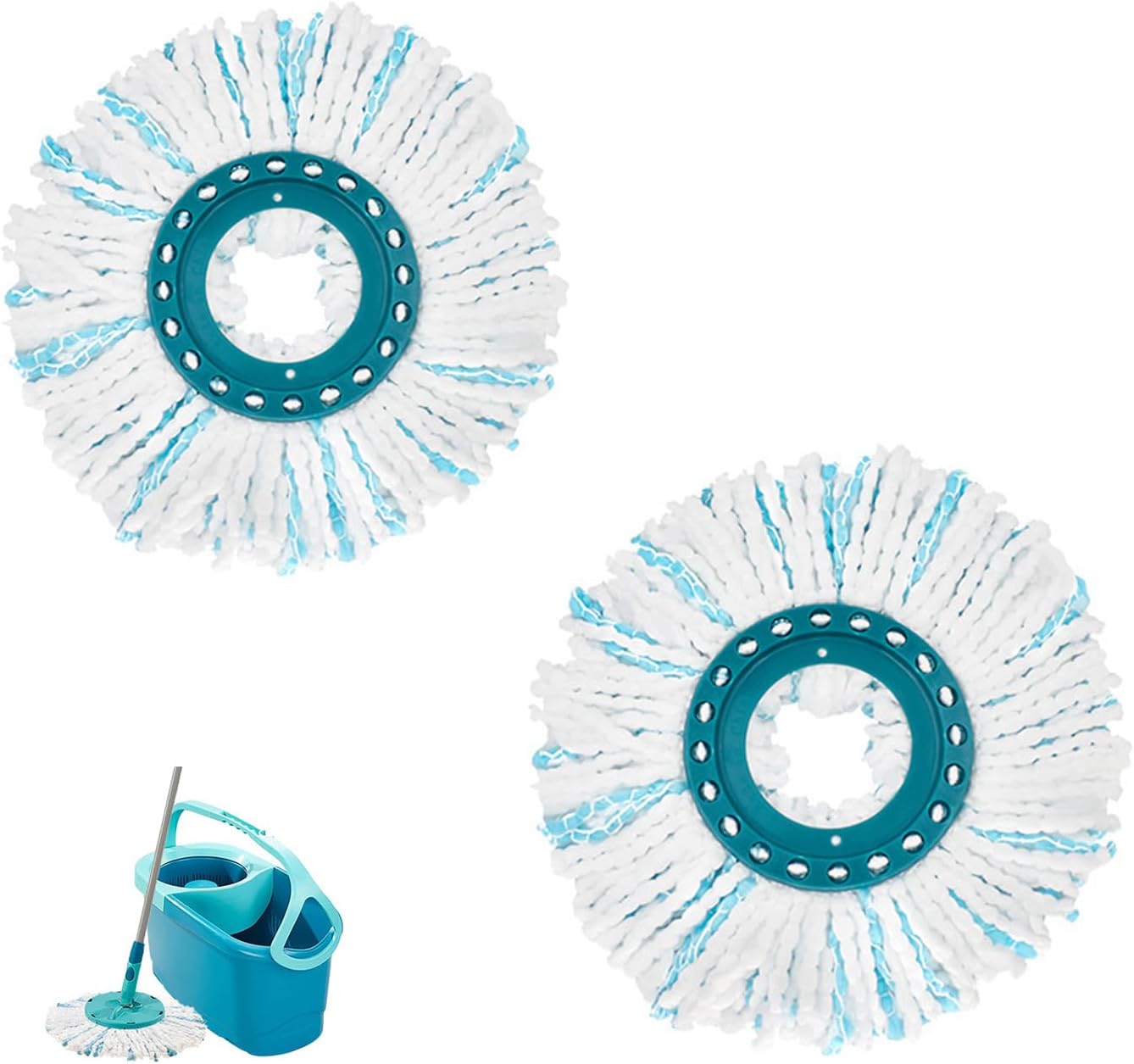Ersatz-wischmoppköpfe – 2 Stück – Hochsaugfähige Mikrofaser – Effiziente Rotationsreinigung – Für Hart- Und Laminatböden – 35 Cm Durchmesser