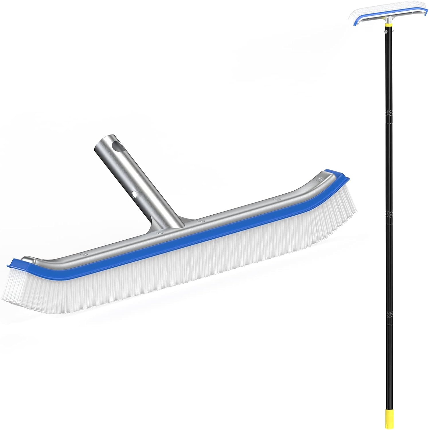 Poolbürste Mit Stiel – 1 Stück – Nylon Und Edelstahl – Verstellbarer, 45 Cm Breiter Bürstenkopf – Zur Reinigung Von Wänden Und Böden – Länge 80 Bis 180 Cm
